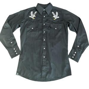 White Horse Black Western Shirt Embroidered Eagles Snap Button Men’s SMALL